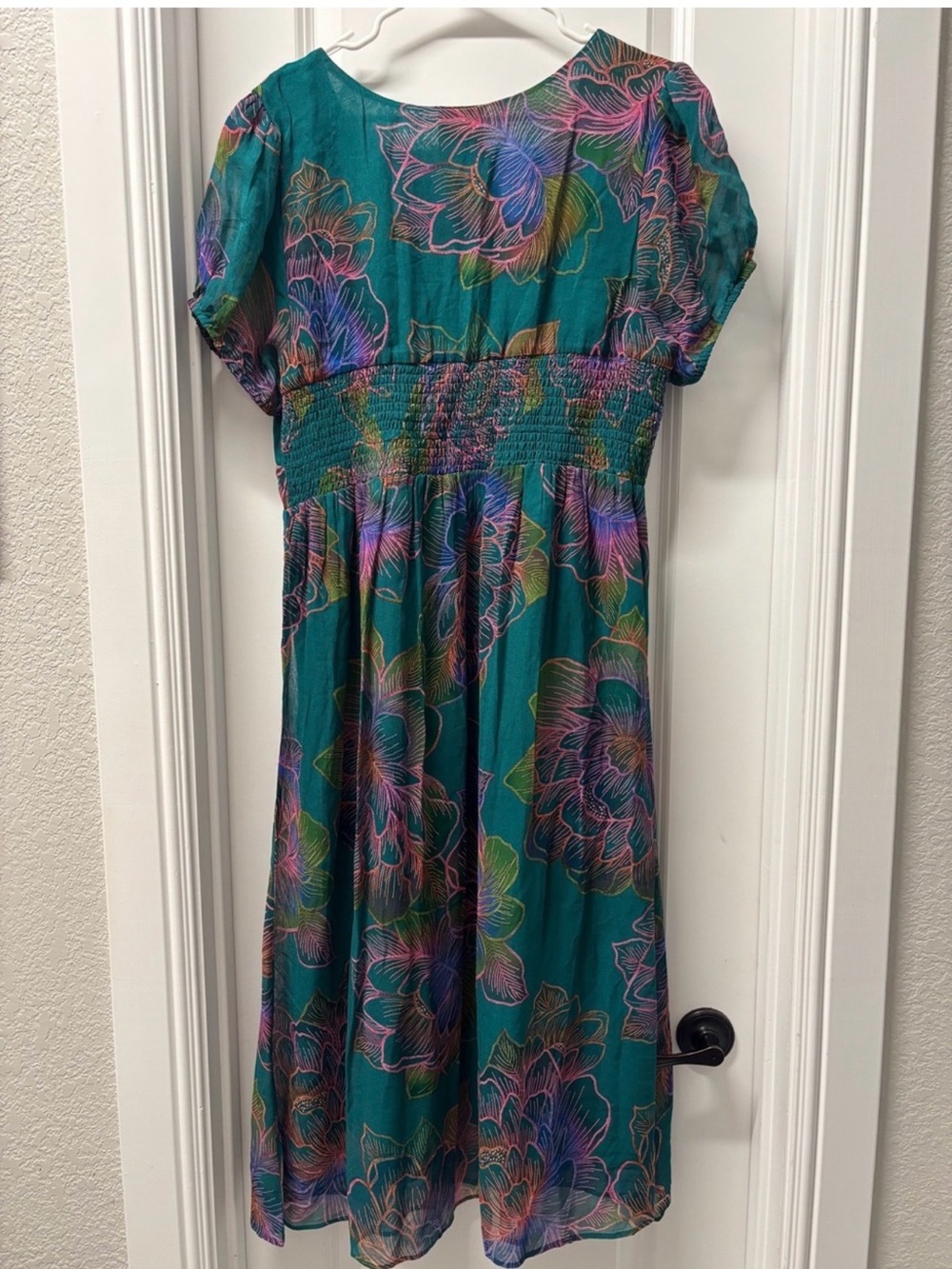 FARM Rio x Anthropologie Floral Puff Sleeve Corset Midi Dress XL - Picture 3 of 4